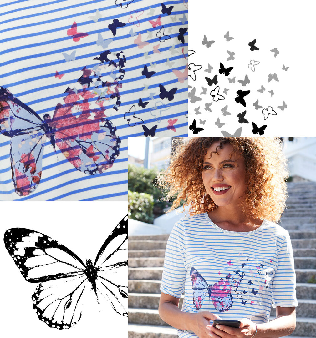 Prints & Patterns Inspirations | Butterfly Stripe Print Top | By Cotton Traders