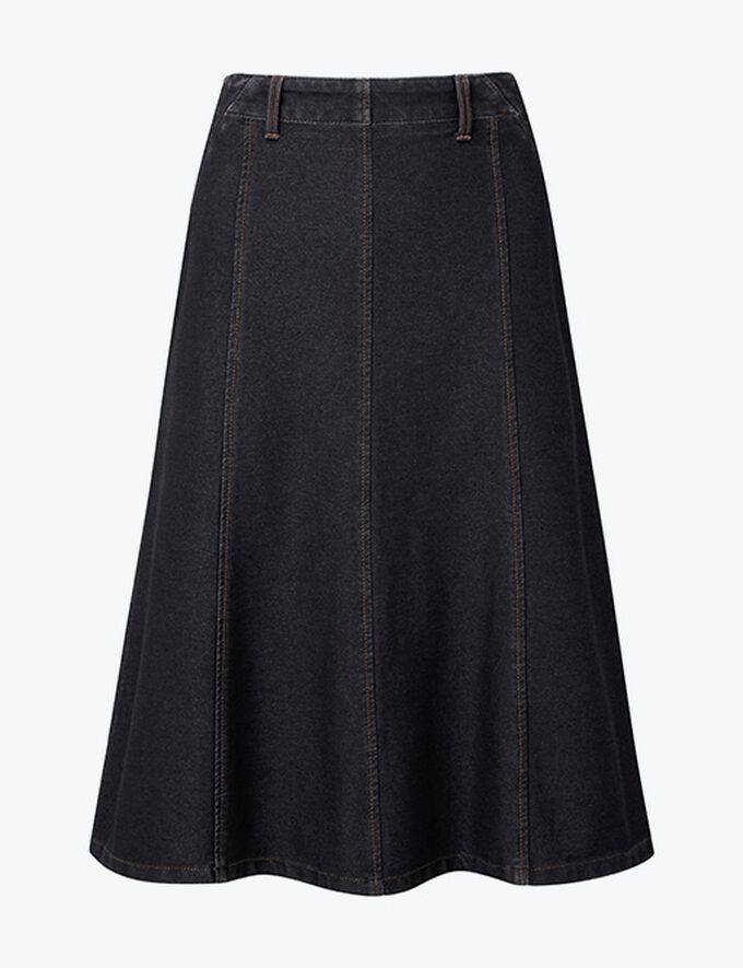 Inspirational Transitional Styles | Pull-on Jersey Denim Skirt | By Cotton Traders