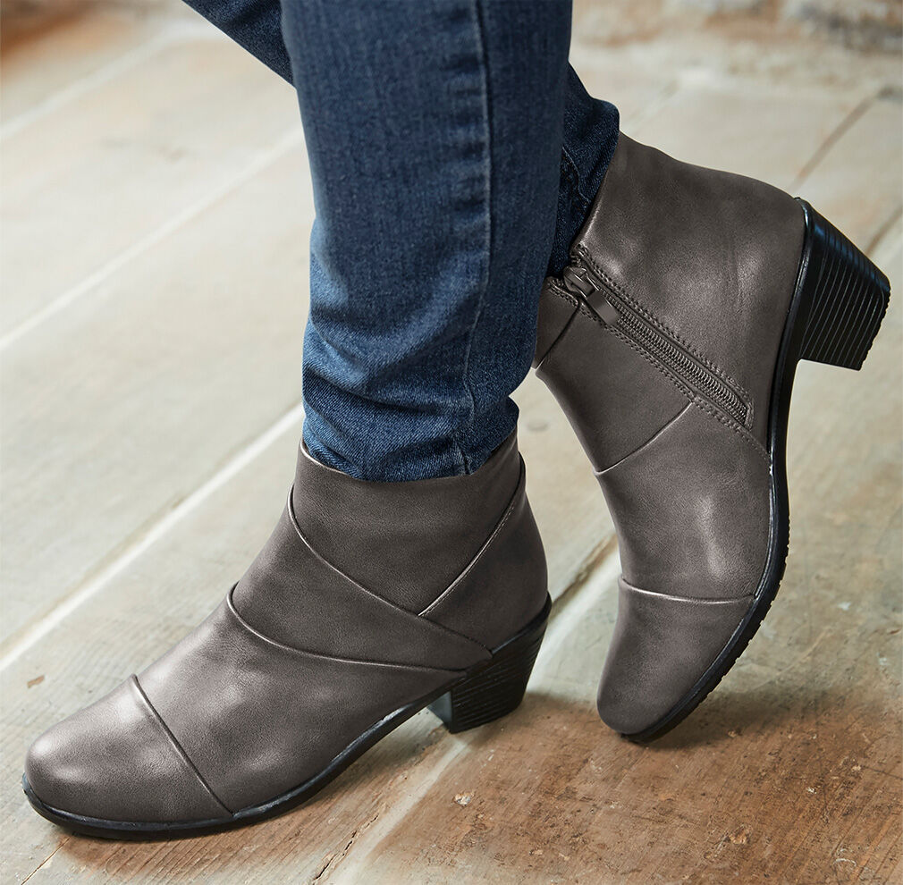 Autumn Footwear | Pleat Detail Ankle Boots | By Cotton Traders