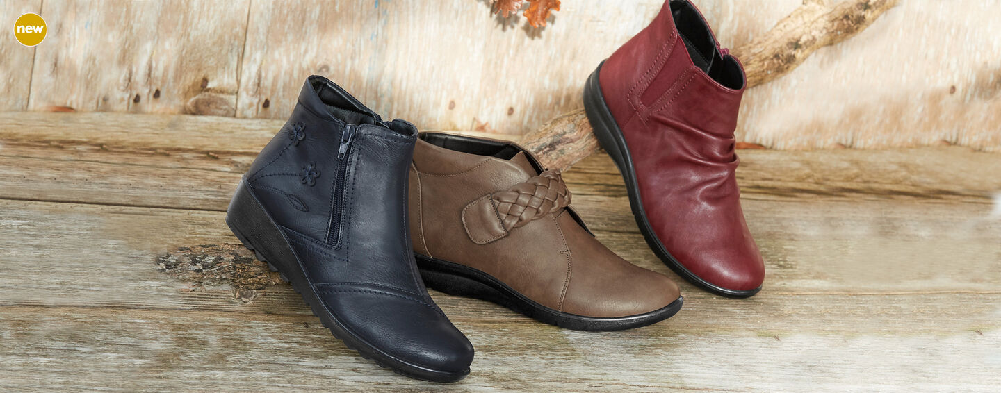 Autumn Footwear | Flexisole Collection | Flexisole Flower Detail Boots | Flexisole Plaited Strap Boots | Flexisole Slouch Boots | By Cotton Traders