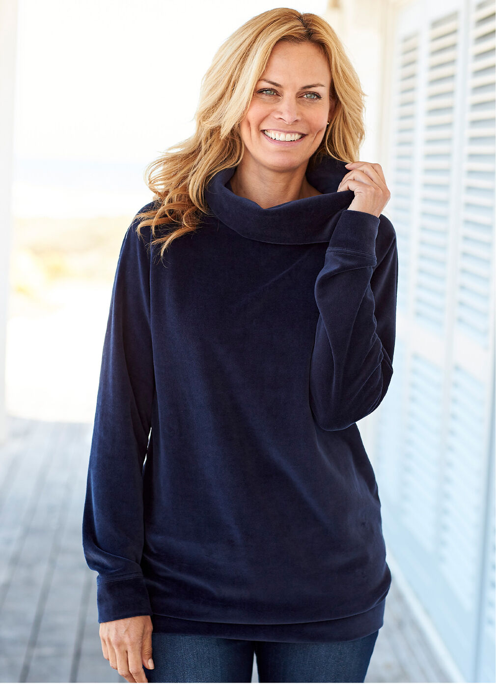 Comfort Collection Inspirations | Velour Cowl Neck Tunic | By Cotton Traders