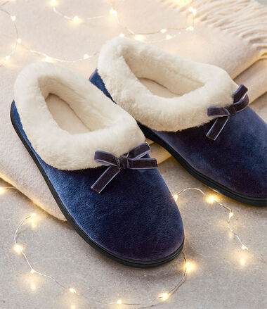 Fur Lined Bow Slippers