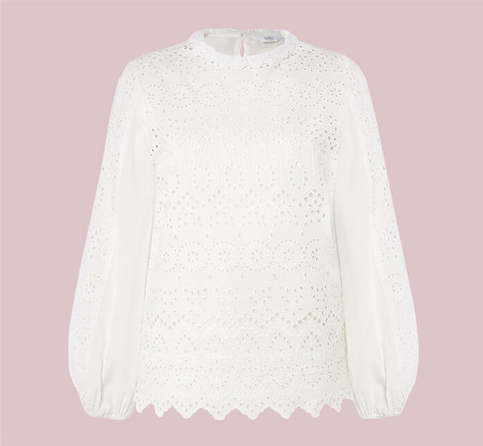 Still shot of the Cotton Traders Broderie Lace Blouse